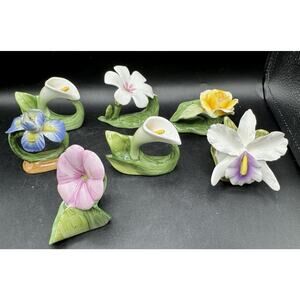 7 Gorgeous RPA PIA 1986 Bone China Hand Painted Floral Napkin Rings
